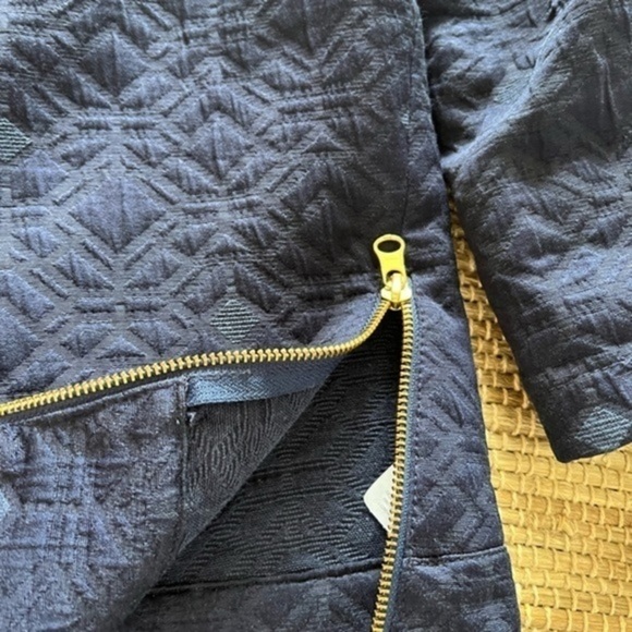 J. Crew Textured Boxy Navy Pull Over Top with Zipper Elements - Picture 4 of 12